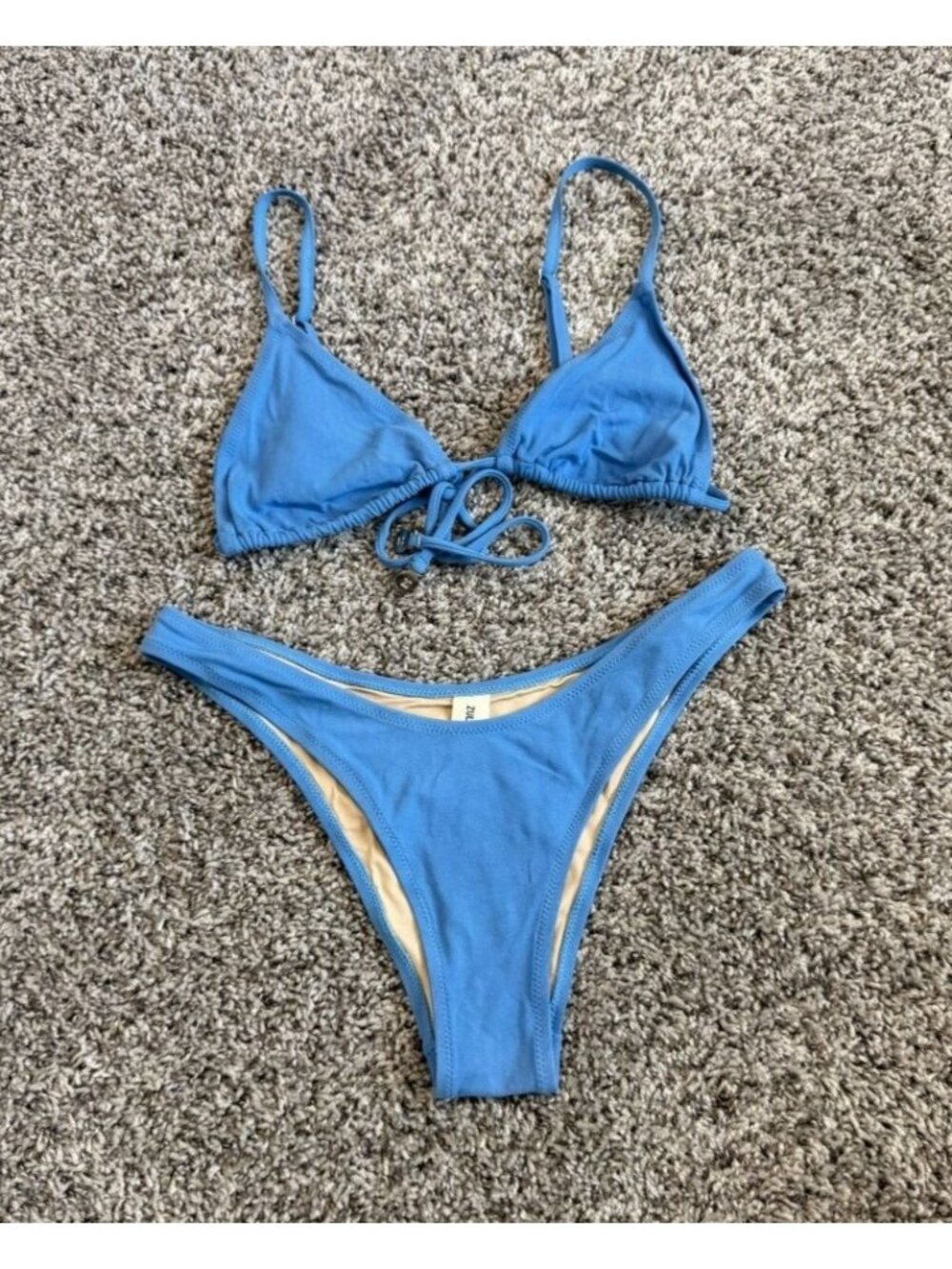 Zulu & Zephyr Blue Cotton Blend 2-Piece Triangle Bikini Set Women's Size S